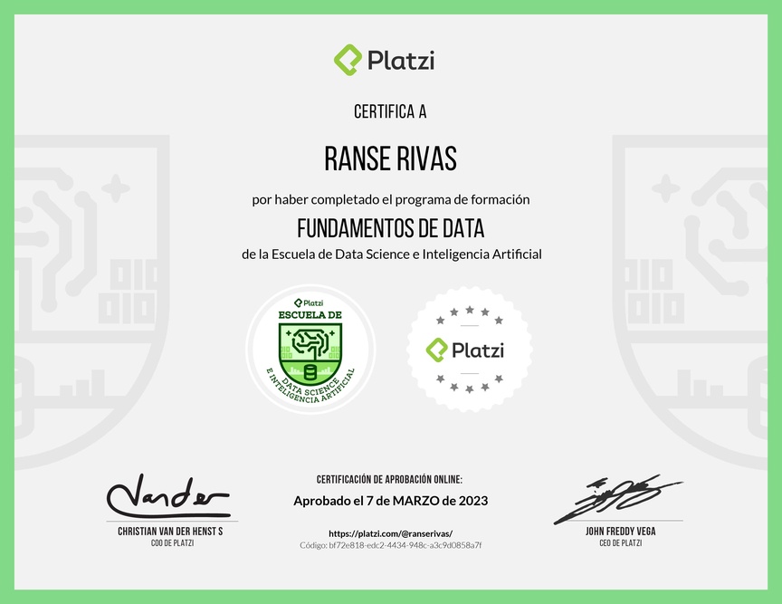 Diploma de la Ruta de Aprendizaje de Fundamentos de Data e Inteligencia Artificial
