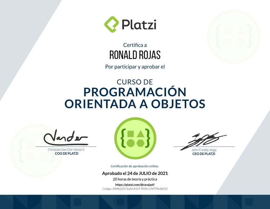 Diploma del Curso de Programación Orientada a Objetos: POO