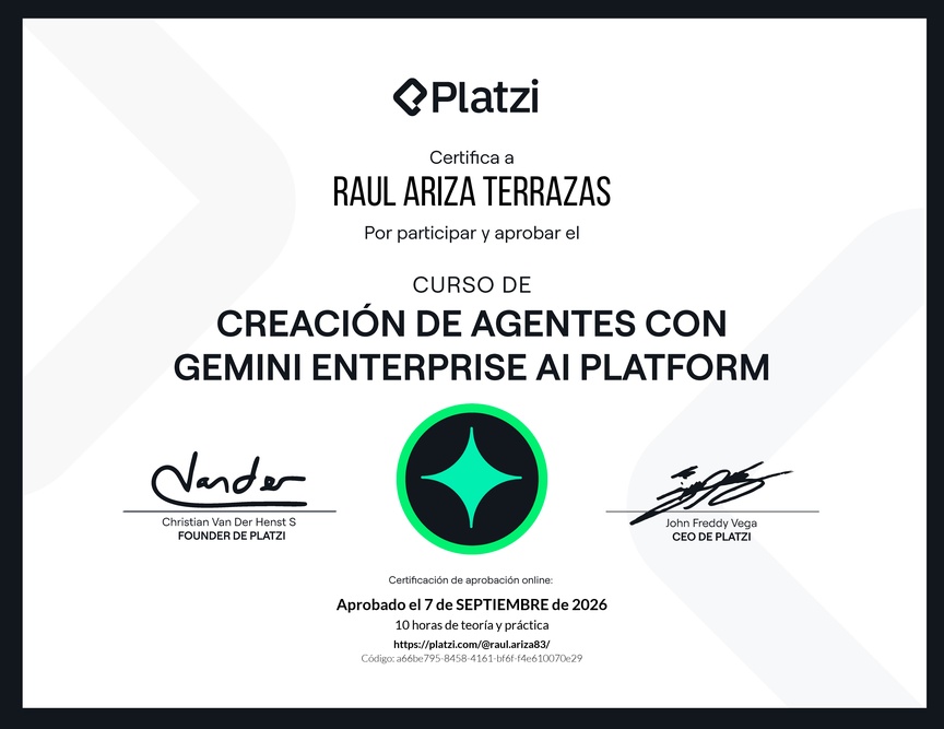 Diploma del Curso de Creación de Agentes con Gemini Enterprise AI Platform