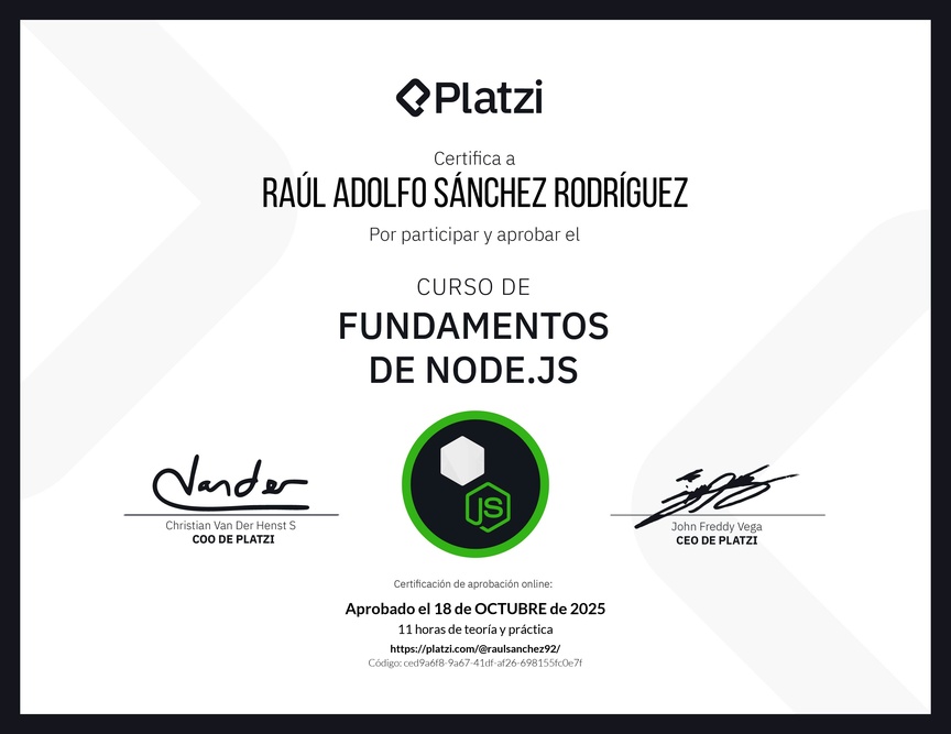 Diploma del Curso de Fundamentos de Node.js