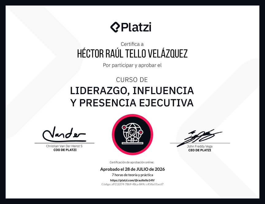 Diploma del Curso de Liderazgo, Influencia y Presencia Ejecutiva