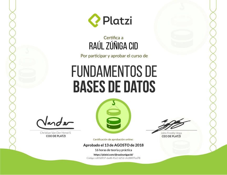Diploma de Fundamentos de Bases de Datos 2017