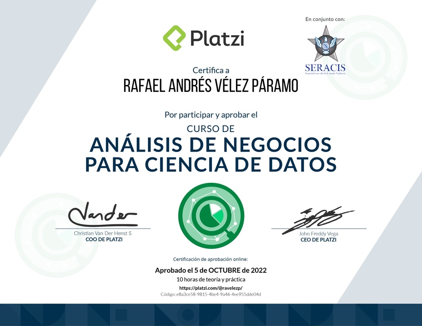 Diploma del Curso de Análisis de Negocios para Ciencia de Datos