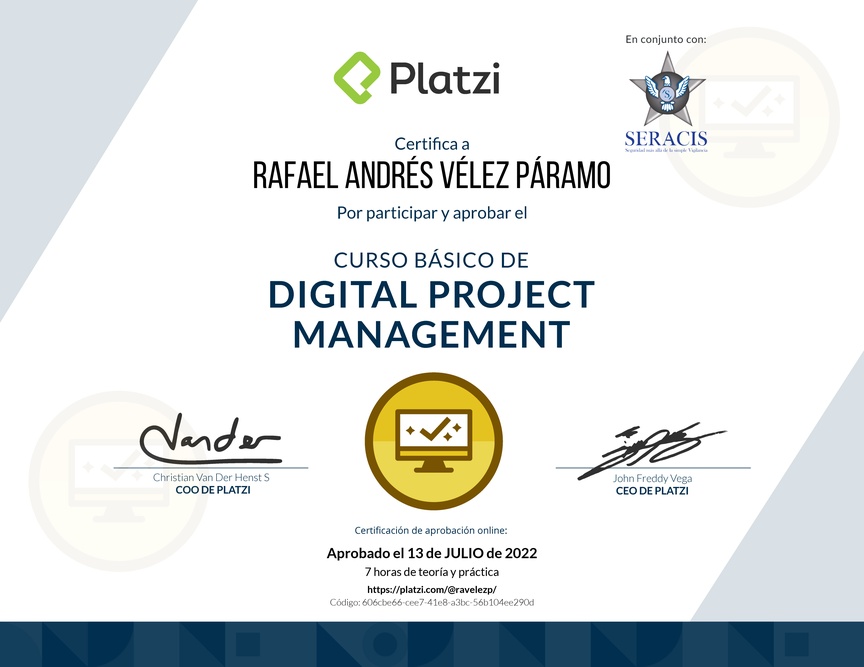 Diploma del Curso Básico de Digital Project Management