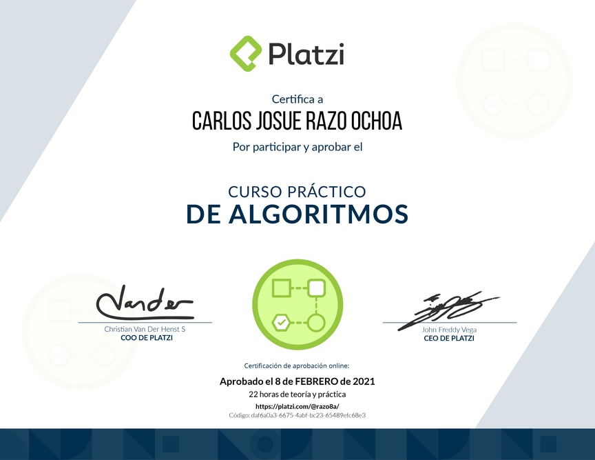 Diploma del Curso Práctico de Estructuras de Datos y Algoritmos