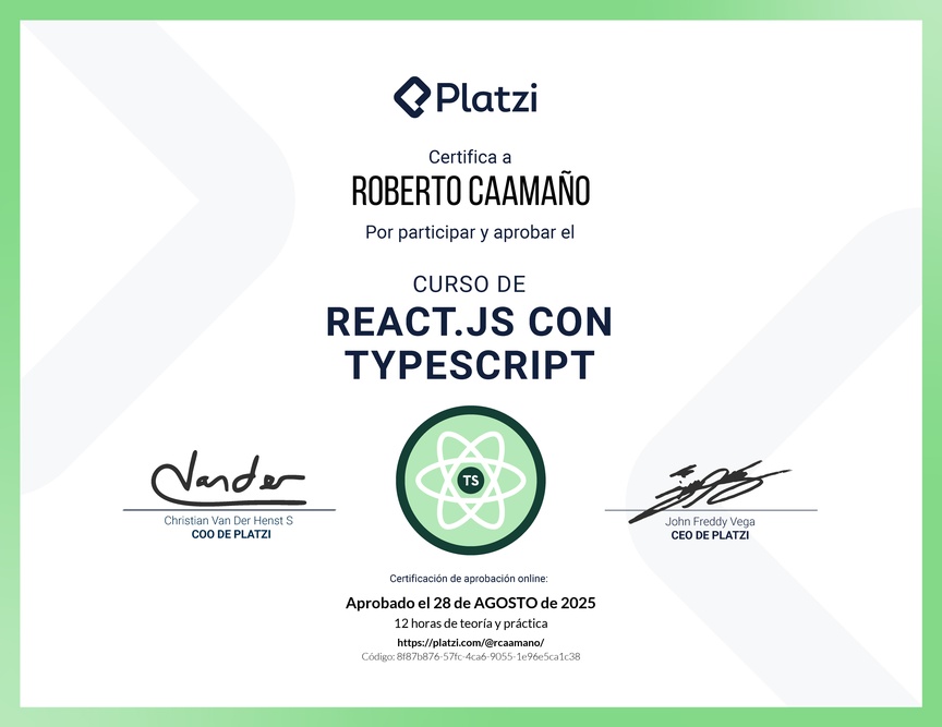 Diploma del Curso de React.js con TypeScript