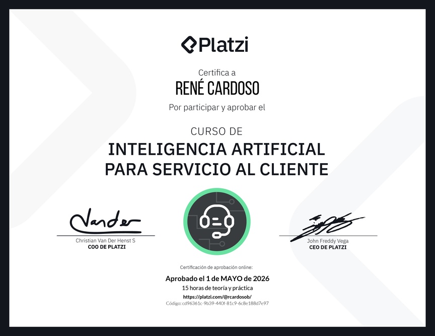 Diploma del Curso de Inteligencia Artificial para Servicio al Cliente