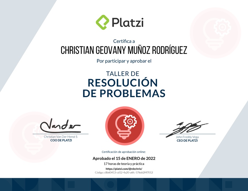Diploma de Audiotaller de Resolución de Problemas