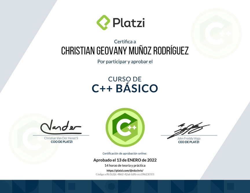 Diploma del Curso de C++ Básico