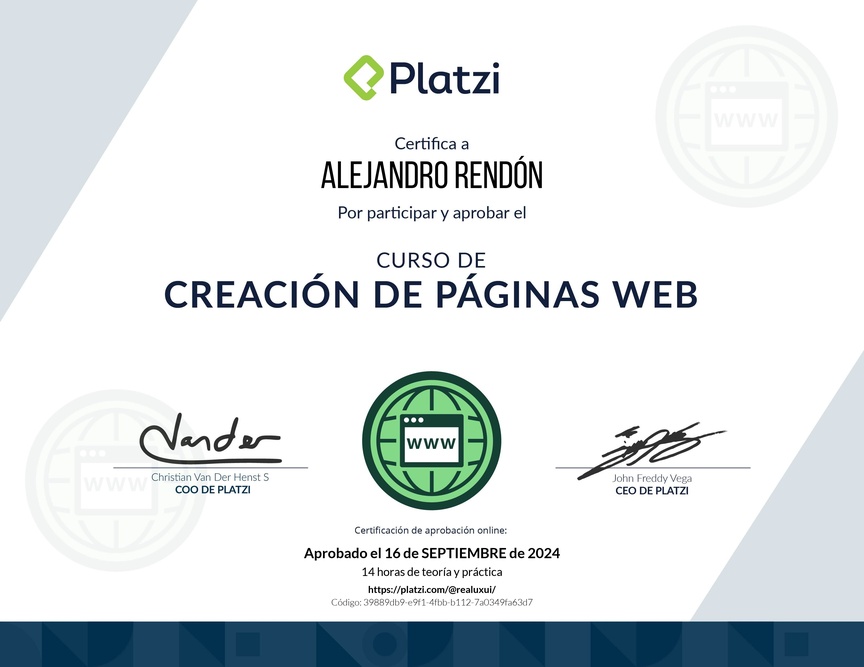 Diploma del Curso de Creación de Páginas Web con Wordpress y No-code