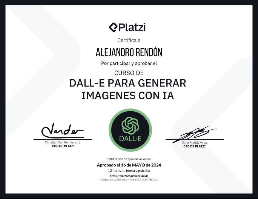 Diploma del Curso de Dall-E para Generar Imágenes con AI
