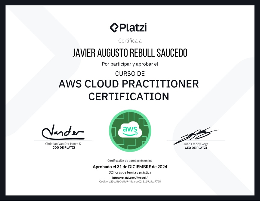 Diploma del Curso AWS Cloud Practitioner Certification