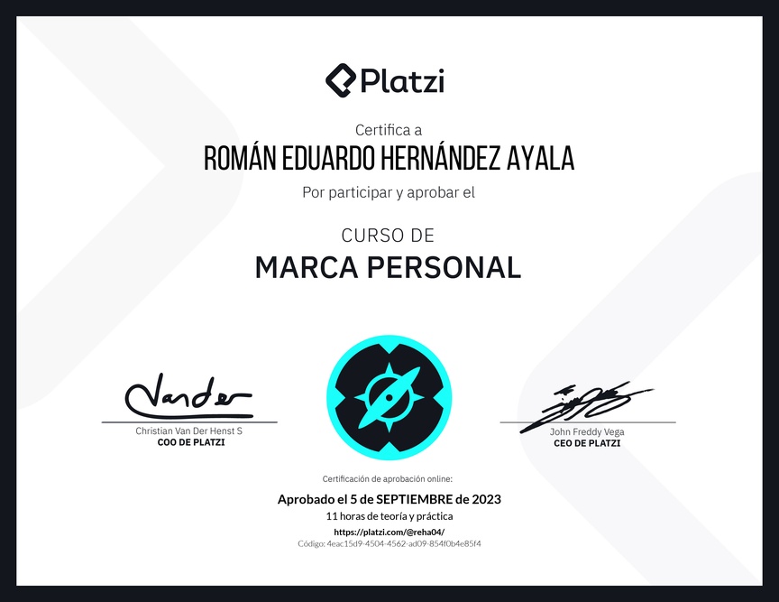 Diploma del Curso Gratis de Marca Personal