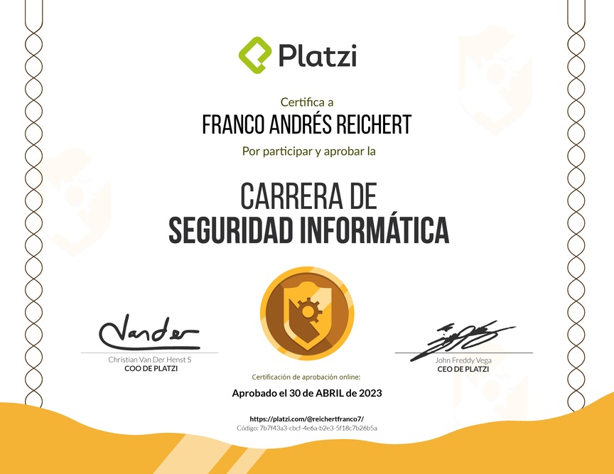 Diploma de la Ruta de Aprendizaje de Seguridad Informática