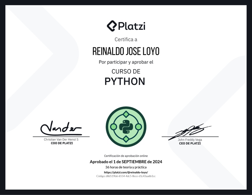 Diploma del Curso de Python