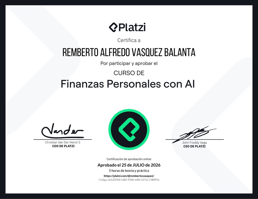 Diploma del Curso de Finanzas Personales con Inteligencia Artificial