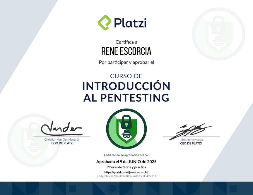 Diploma del Curso de Introducción al Pentesting