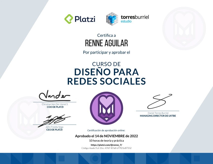 Diploma del Curso de Diseño para Redes Sociales