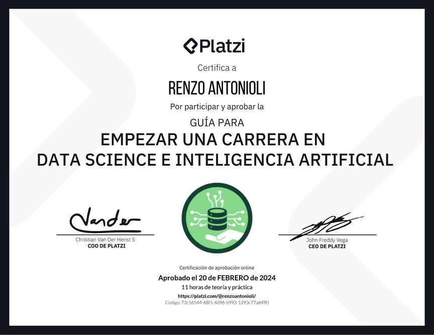 Diploma de Guía para Empezar una Carrera en Data Science e Inteligencia Artificial