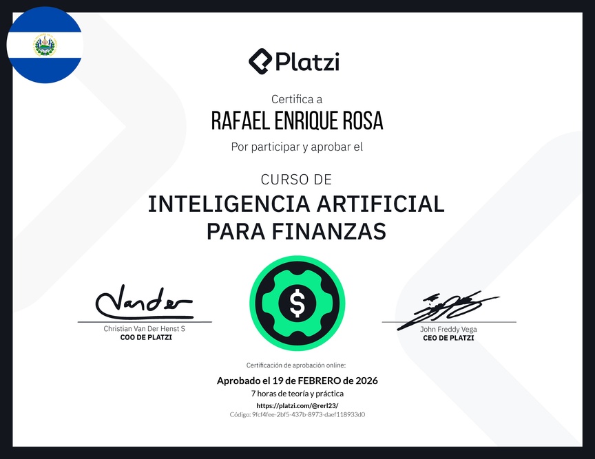Diploma del Curso de Inteligencia Artificial para Finanzas