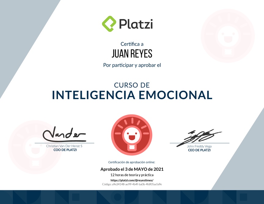 Diploma del Curso de Inteligencia Emocional