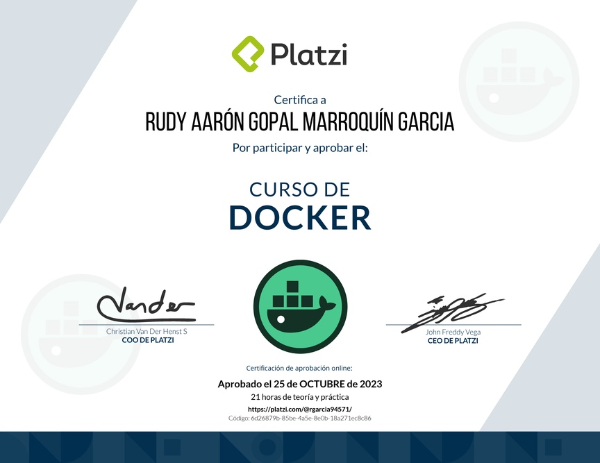 Diploma del Curso de Docker