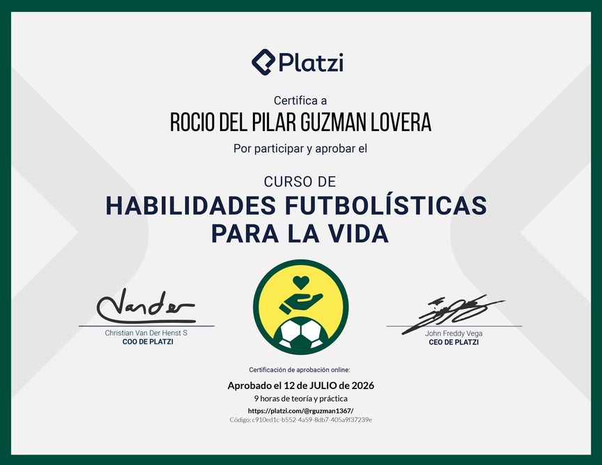 Diploma del Curso de Lecciones del Fútbol para Aprender Habilidades Blandas