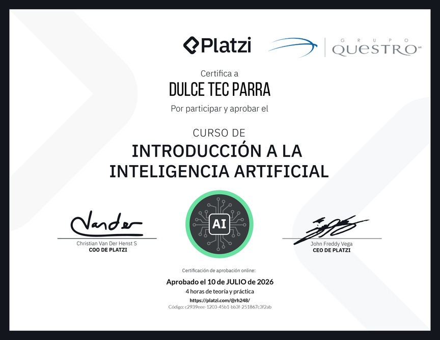 Diploma del Curso Gratis de Introducción a la Inteligencia Artificial