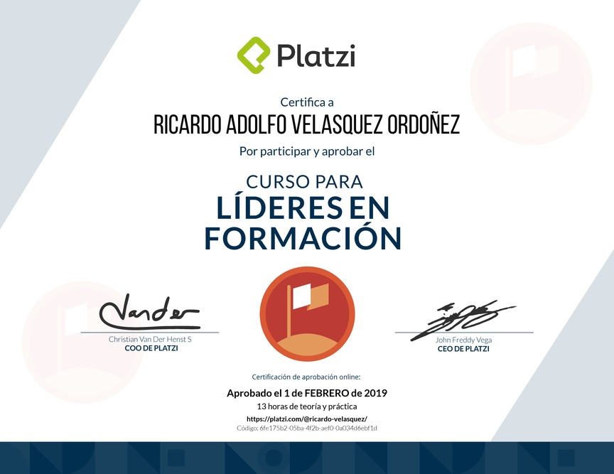 Diploma del Curso para Líderes en Formación