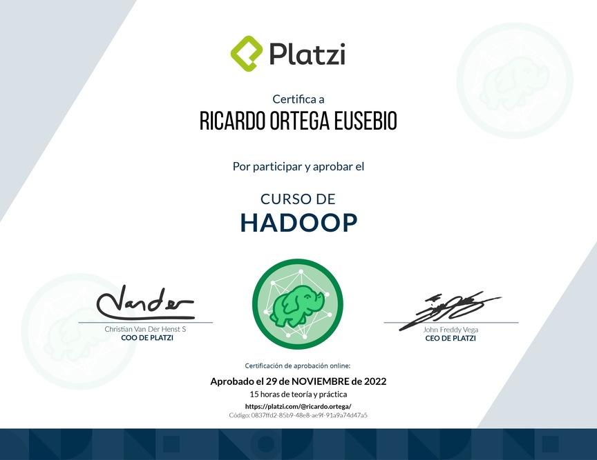Diploma del Curso de Hadoop