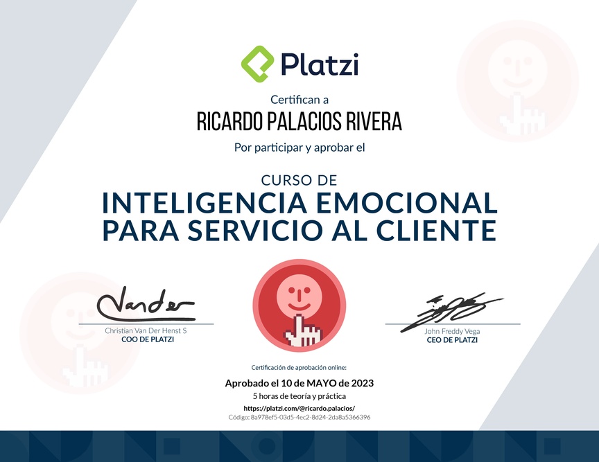 Diploma del Curso de Inteligencia Emocional para Servicio al Cliente
