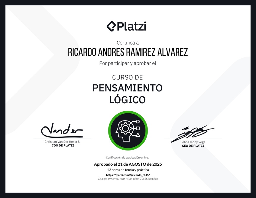 Diploma del Curso de Pensamiento Lógico