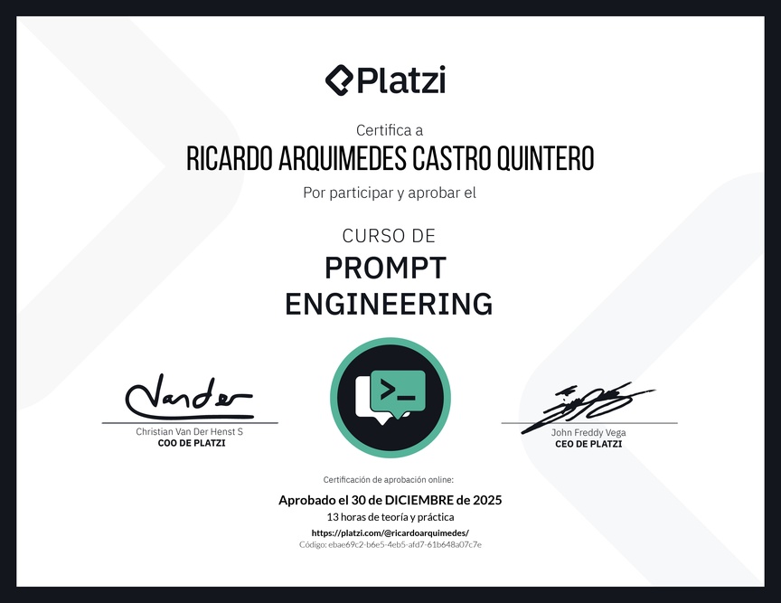 Diploma del Curso de Prompt Engineering