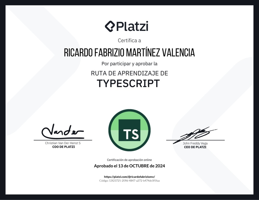 Diploma de la Ruta de Aprendizaje de TypeScript