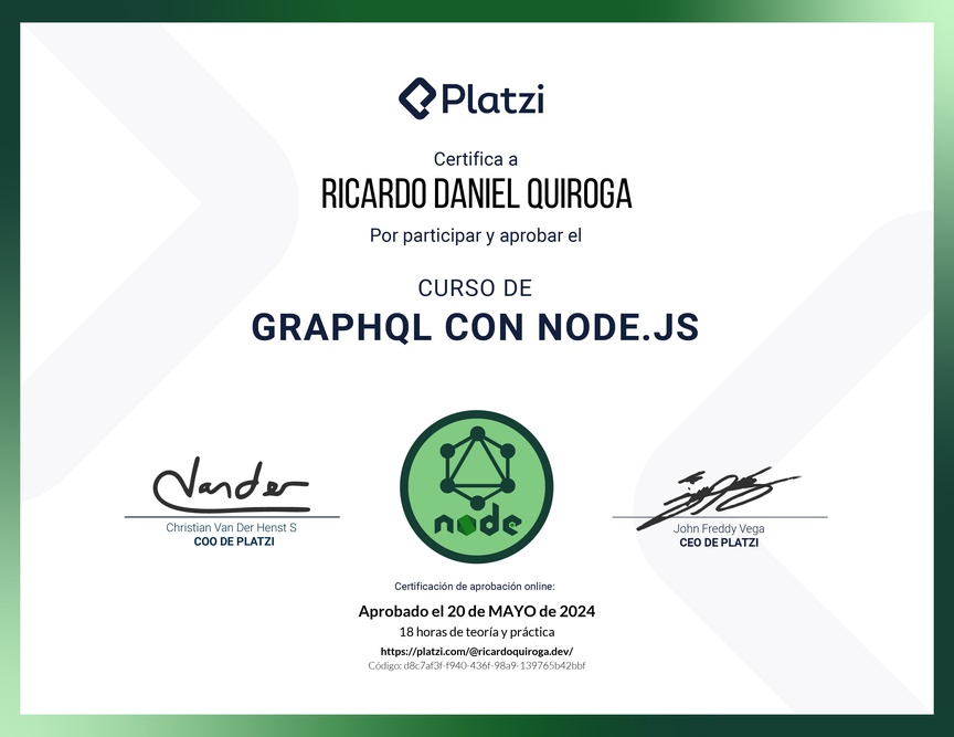 Diploma del Curso de GraphQL con Node.js