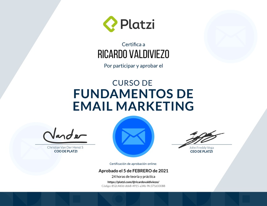 Diploma del Curso de Creación y Gestión de Campañas de E-mail Marketing