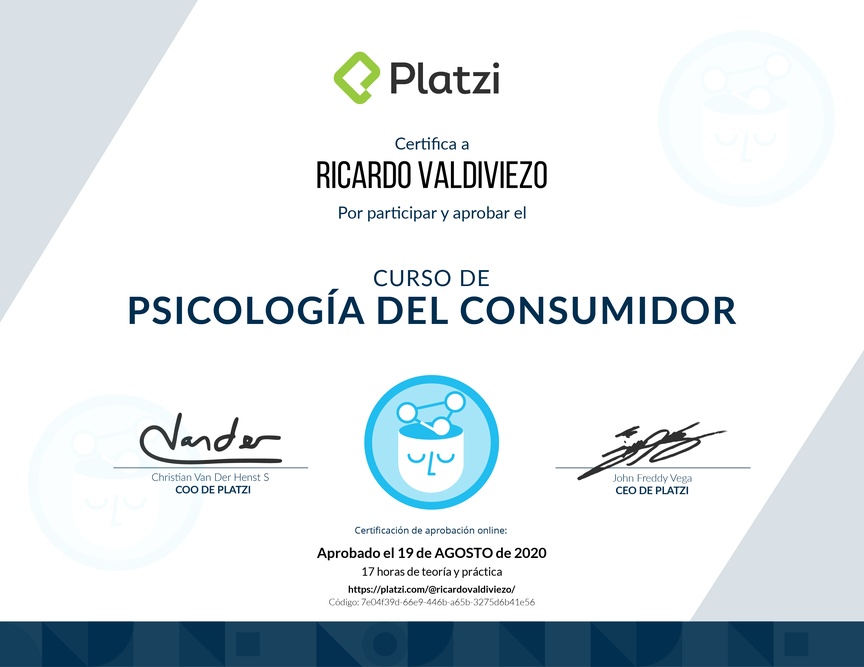 Diploma del Curso de Psicología del Consumidor