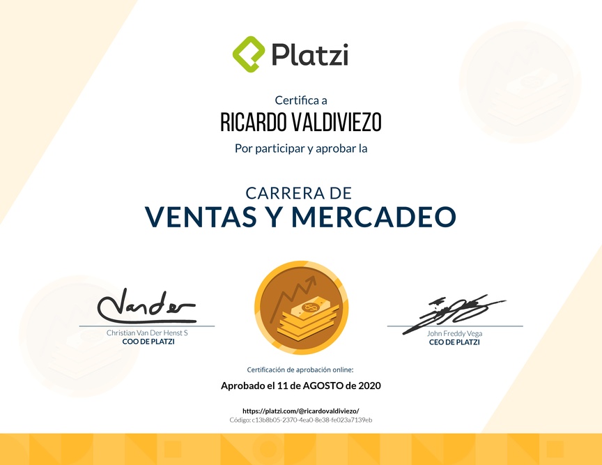 Diploma de la Ruta de Aprendizaje de Marketing y Ventas