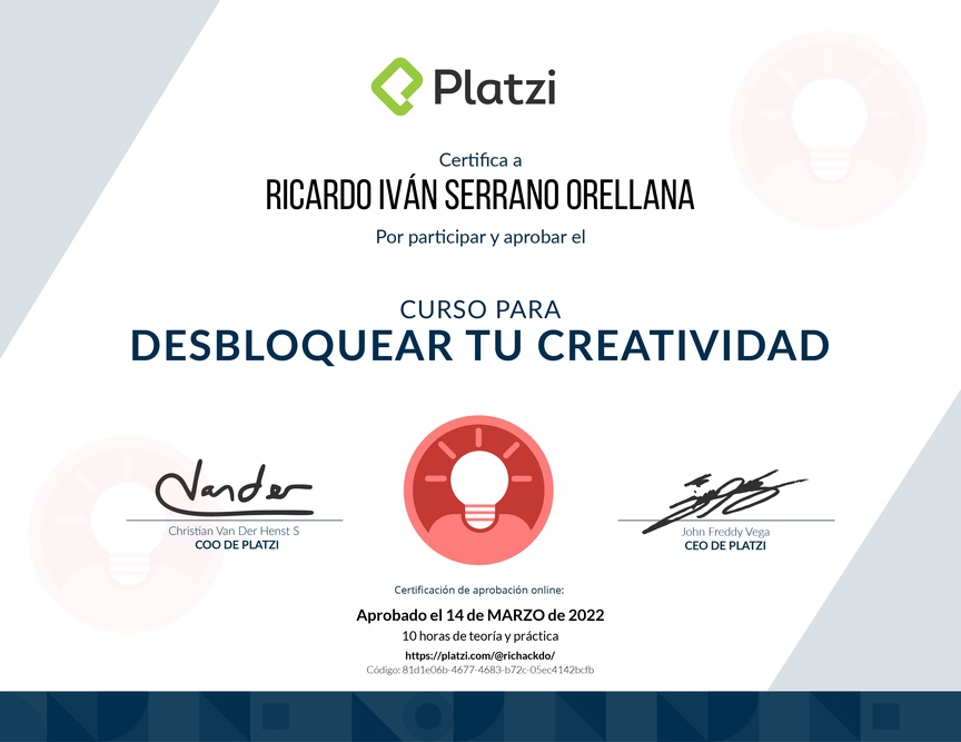 Diploma de Audiocurso de Desarrollo de Creatividad para tu Vida Profesional