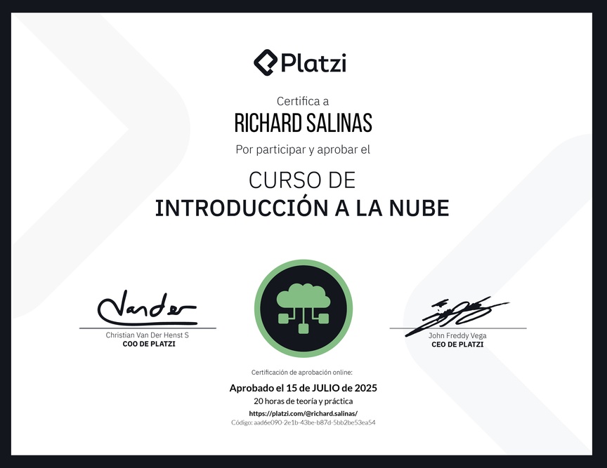 Diploma del Curso de Introducción a la Nube