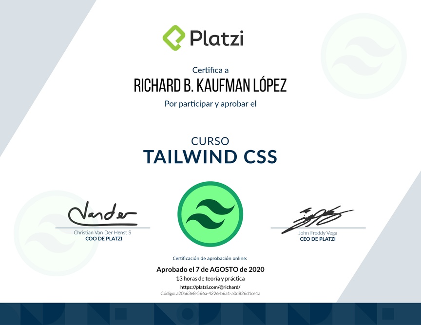 Diploma del Curso de Tailwind CSS 1