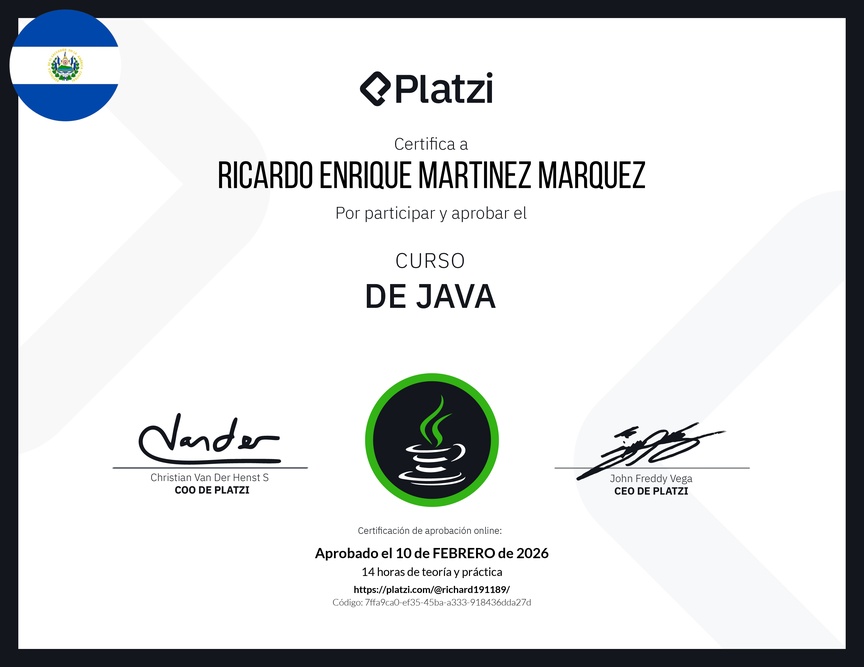 Diploma del Curso de Java