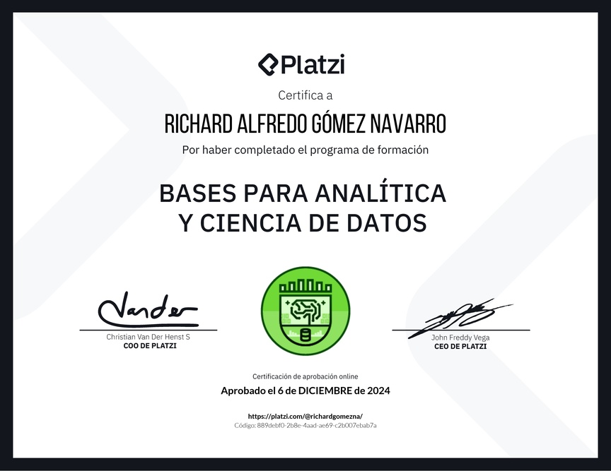 Diploma de la Ruta de Aprendizaje de Bases para Analítica y Ciencia de Datos