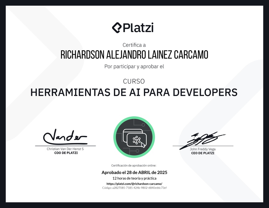 Diploma del Curso de Herramientas de AI para Devs