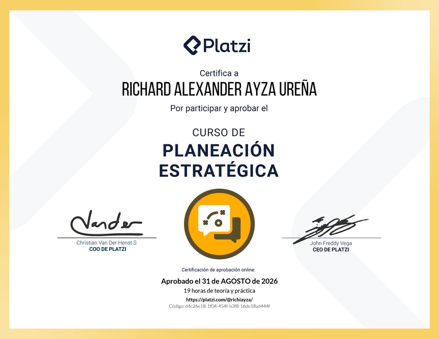 Diploma del Curso de Planeación Estratégica