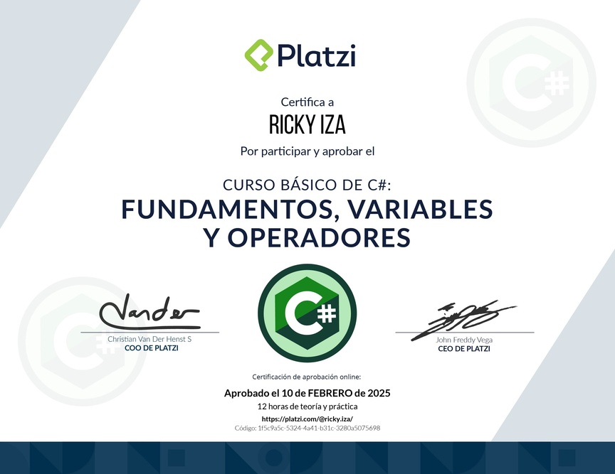 Diploma del Curso Básico de Programación con C#
