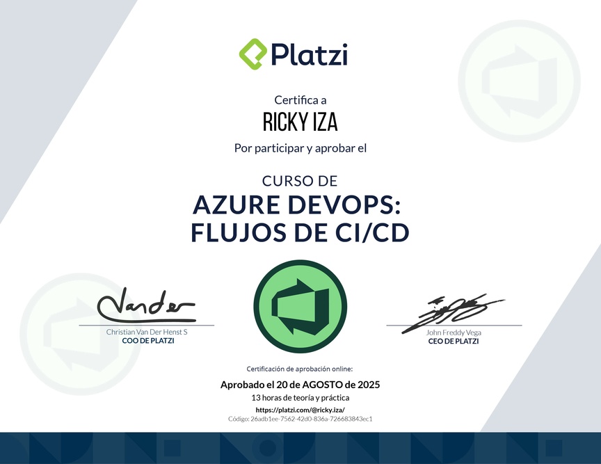 Diploma del Curso de Azure DevOps: Flujos de CI/CD