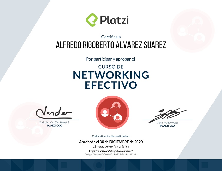 Diploma del Curso de Networking Efectivo 2020