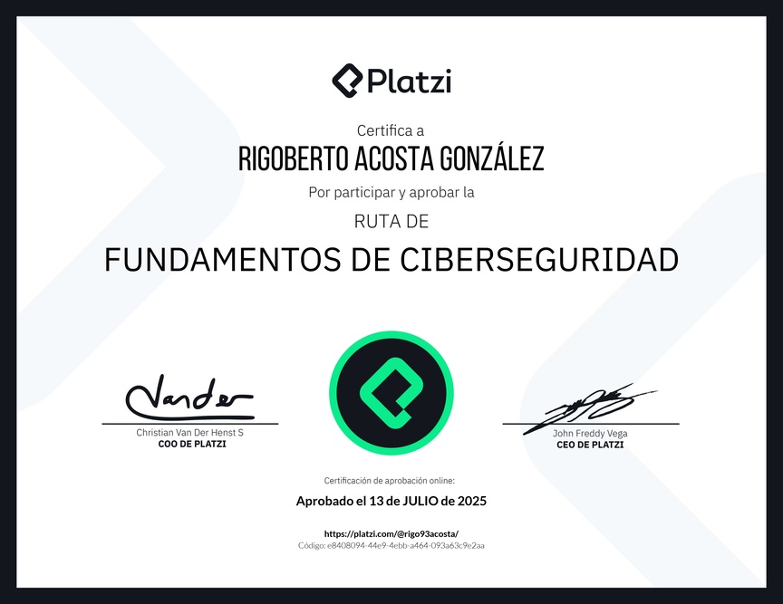 Diploma de la Ruta de Aprendizaje de Fundamentos de Ciberseguridad