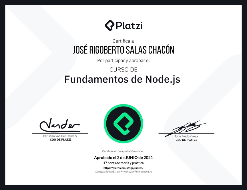 Diploma del Curso de Fundamentos de Node.js